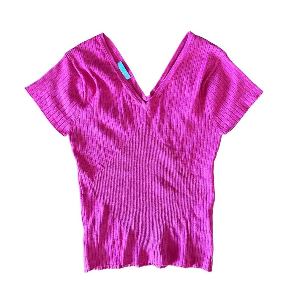 Vintage hot pink knit blouse
